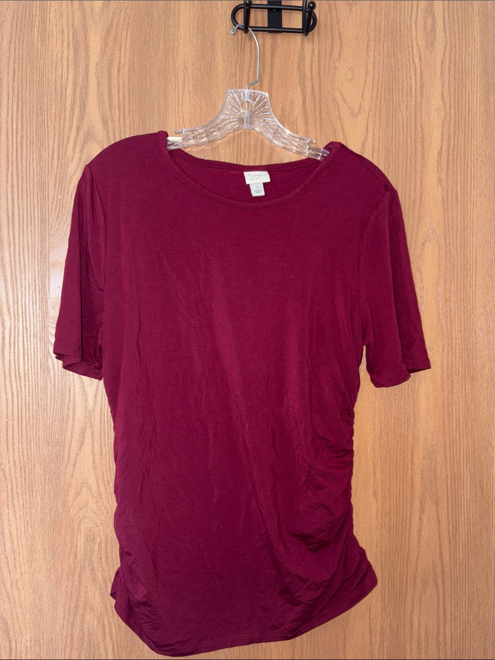 a new day Short Sleeve Side-Ruched Tee - Burgundy
